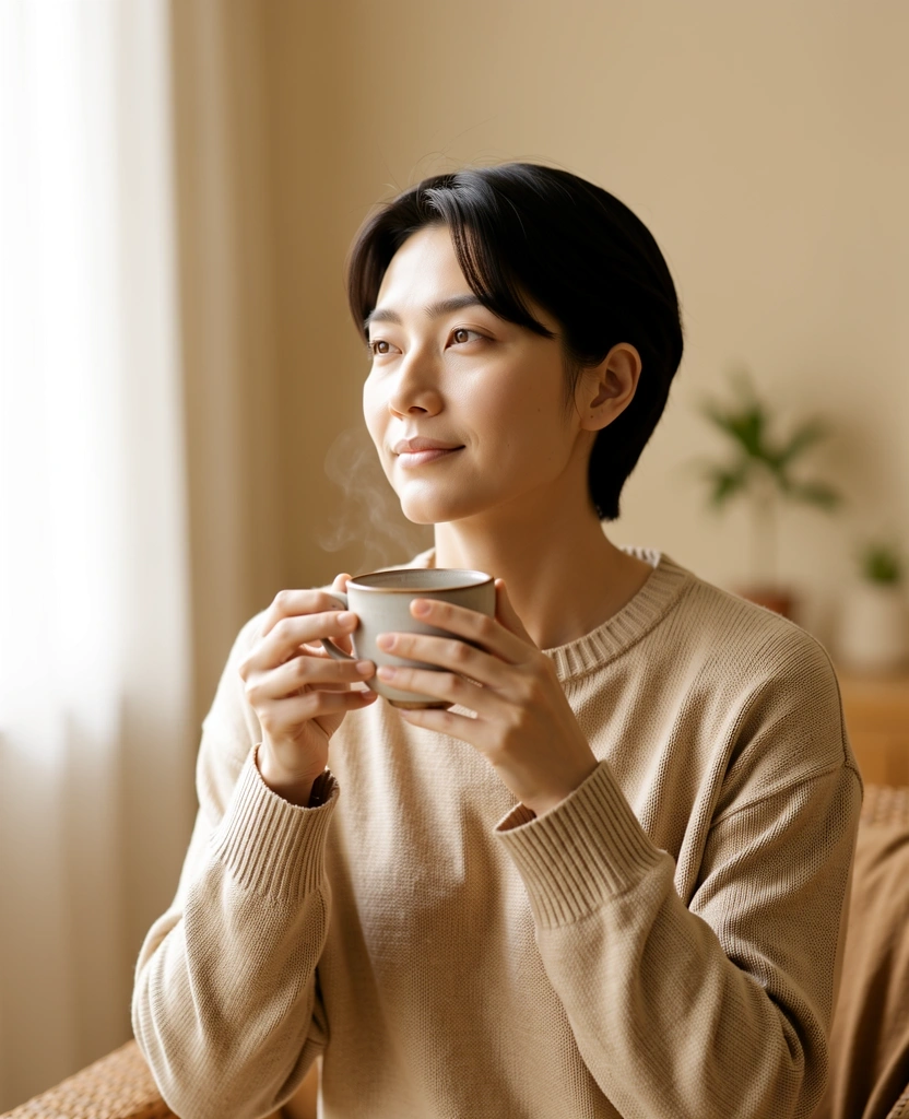 Persona in un ambiente domestico tranquillo